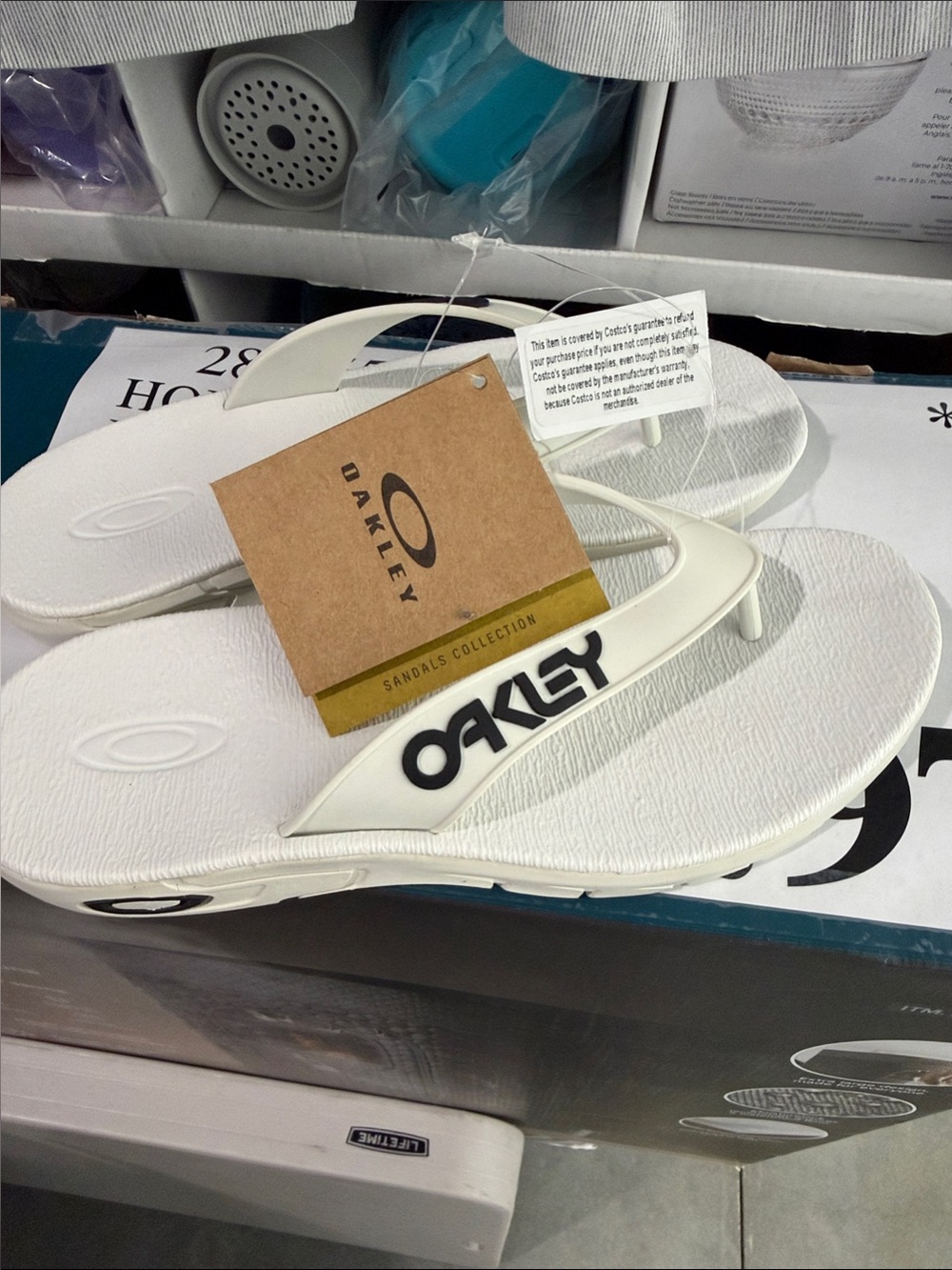 Men's White Oakley Flip-Flops
